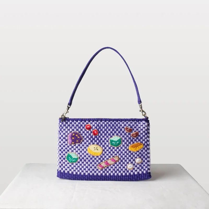 Women's Shoulder Bag with Zippered Pockets in Orange for SafetyHalo-Halo Sobre Violet & Lilac