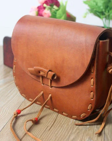 Large Faux Leather Crossbody Bag in Brown with Tassel Details for Casual TravelHandmade shoulder bag leather Satchel School crossbody Shoulder Bag for women