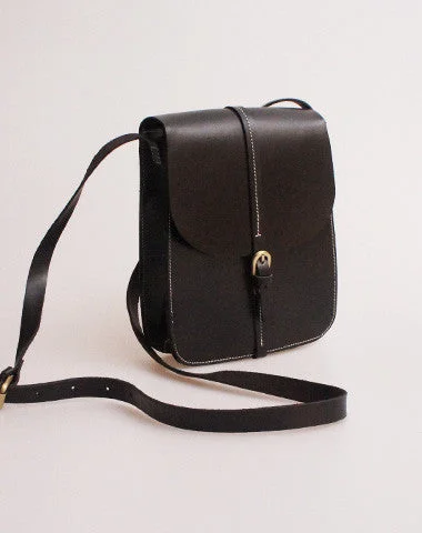 Women's Crossbody Bag with Chain Strap in Gold for a Glamorous TouchHandmade vintage black leather minimalist shoulder crossbody Bag for girl women