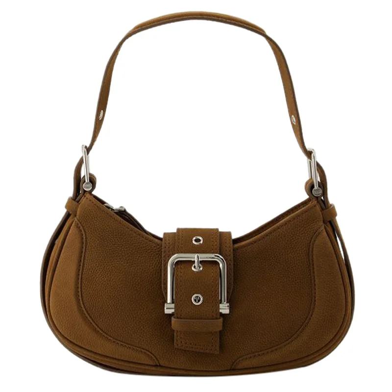 Leather Shoulder Bag with Magnetic Closure in Black for Quick AccessHobo Brocle Shoulder Bag - Osoi - Leather - Brown