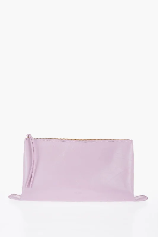 Geometric - Patterned PVC Evening Bag in Multicolor for Trendy Nights OutJil Sander Craquelé Leather Clutch With Zip Closure