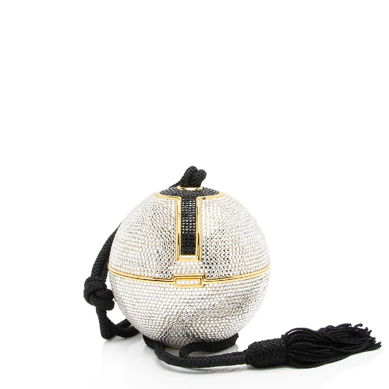 Women's Metallic Leather Clutch in Rose Gold for Valentine's DateJudith Leiber Crystal Disco Ball Tassel Minaudière