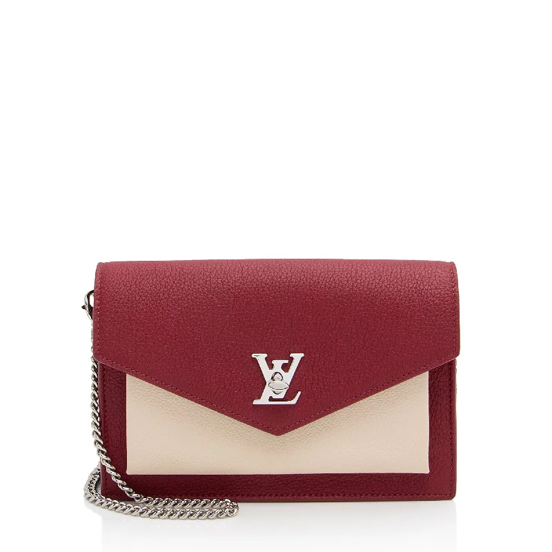 Women's Metallic Leather Clutch in Rose Gold for Valentine's DateLouis Vuitton Calfskin Mylockme Chain Pochette