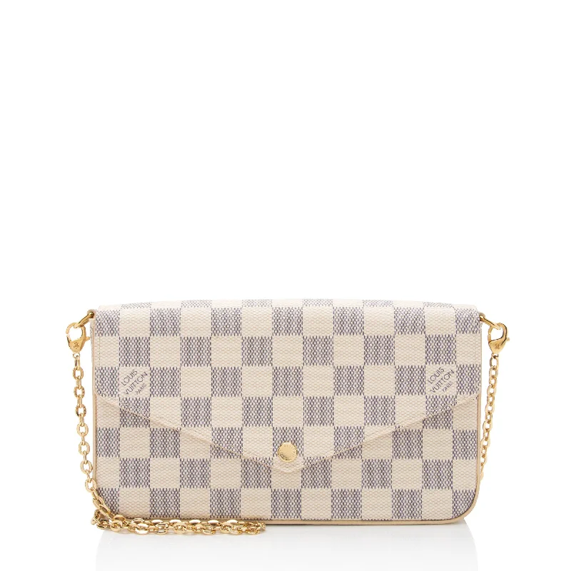 Mirrored Clutch in Silver for Futuristic - Themed GatheringsLouis Vuitton Damier Azur Felicie Pochette