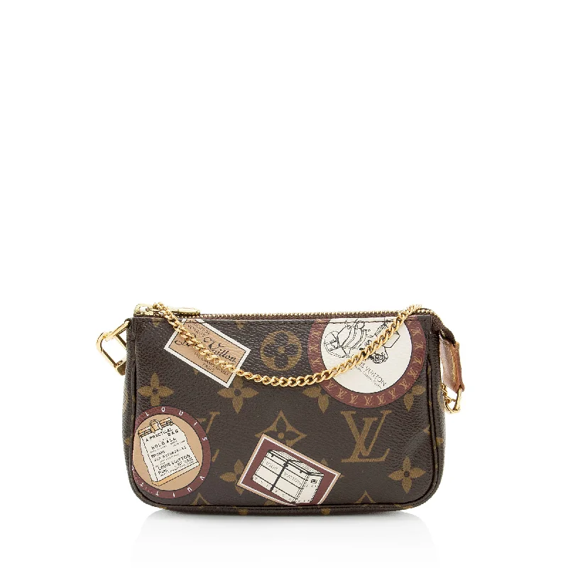 Floral - Printed Satin Clutch in Pink for Spring GalasLouis Vuitton Limited Edition Monogram Canvas Patches Mini Pochette Accessoires