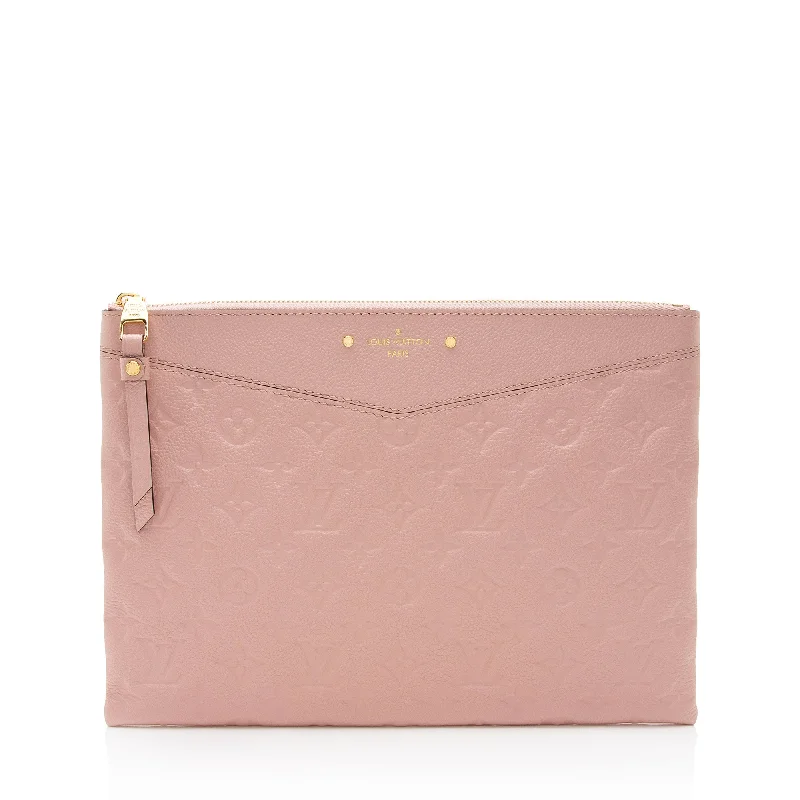 Women's Metallic Leather Clutch in Rose Gold for Valentine's DateLouis Vuitton Monogram Empreinte Daily Pouch