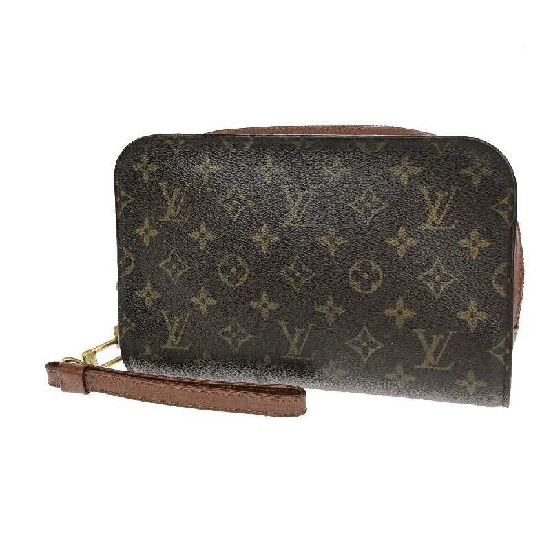 Leather Clutch with Chain Strap in Black for Cocktail PartiesLouis Vuitton Orsay  Canvas Clutch Bag (Pre-Owned)