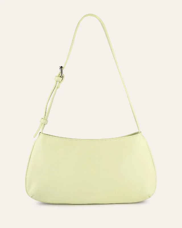 Shoulder Bag with Chain Strap in Silver for a Trendy AppearanceMEGAN SHOULDER BAG HONEYDEW GREEN LEATHER