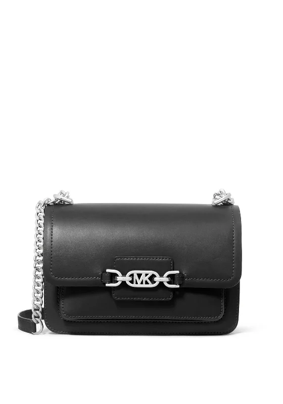 Pvc Shoulder Bag in Clear with Glitter for a Fun and Modern LookMICHAEL Michael Kors Heather Leather Shoulder Bag, Black