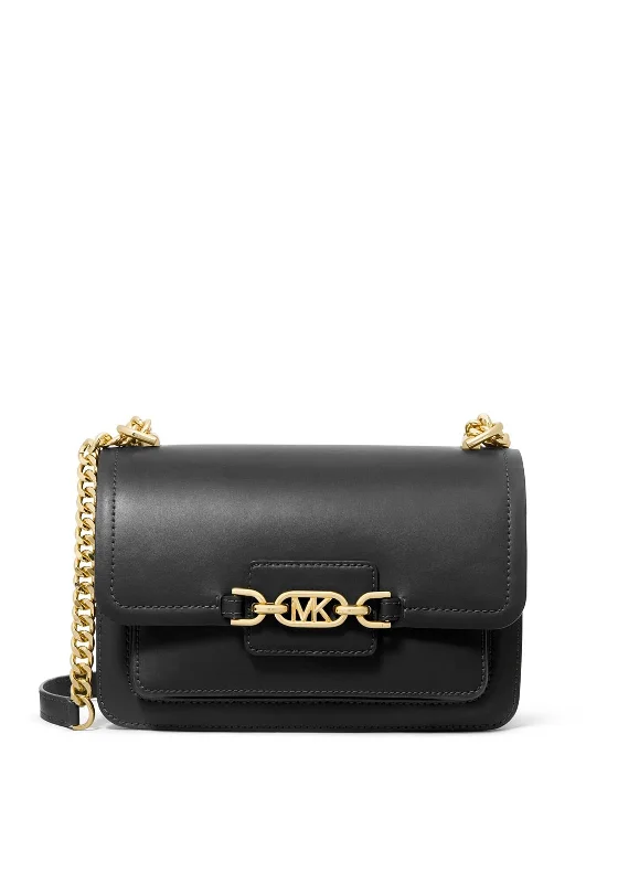 Shoulder Bag with Chain Strap in Silver for a Trendy AppearanceMICHAEL Michael Kors Heather Leather Shoulder Bag, Black