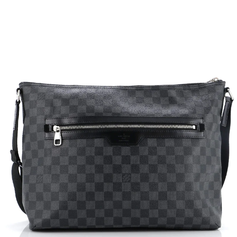 Women's Small Leather Crossbody Bag in Black with Gold Hardware for Evening PartiesMick Messenger Bag Damier Graphite MM