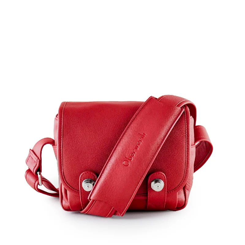 Women's Shoulder Bag with Zippered Pockets in Orange for SafetyOberwerth ‘Phil’ Leather Camera Bag - Fire Red