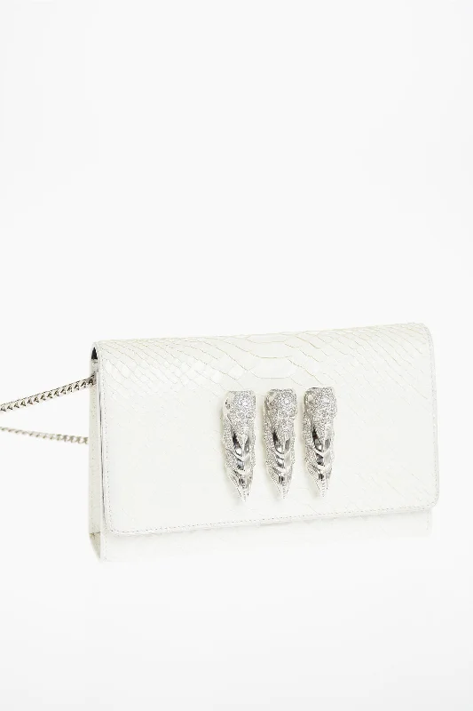 Mirrored Clutch in Silver for Futuristic - Themed GatheringsPhilipp Plein Crocodile Effect Leather Clutch with Claw Rings