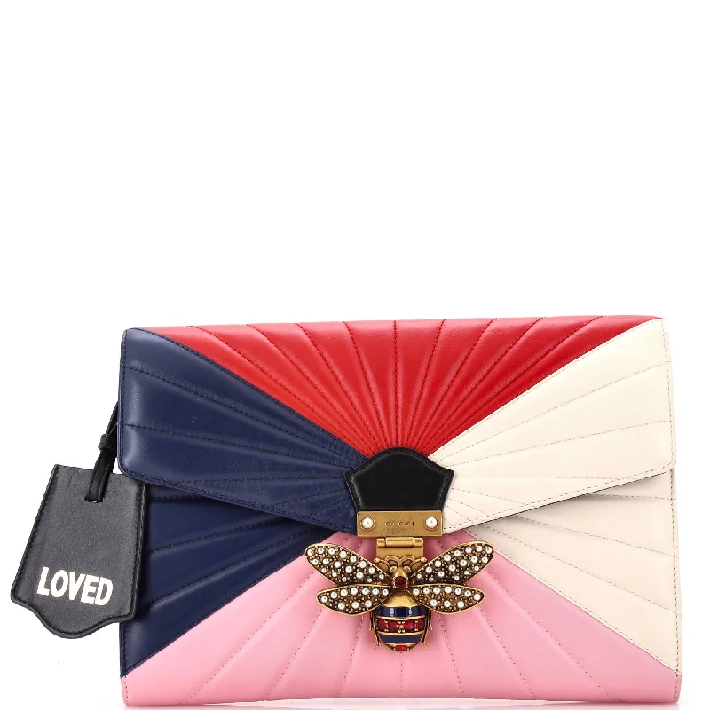 Women's Metallic Leather Clutch in Rose Gold for Valentine's DateQueen Margaret Clutch Colorblock Leather