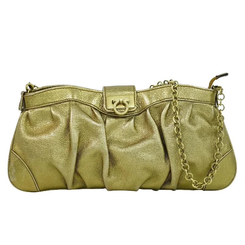 Suede Clutch with Tassel Details in Olive for Fall SoireesSalvatore Ferragamo Gancini  Leather Clutch Bag (Pre-Owned)