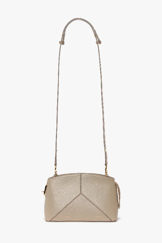 Quilted Leather Crossbody Bag in Cream for a Classic and Elegant AppearanceVictoria Crossbody Bag In Taupe Leather