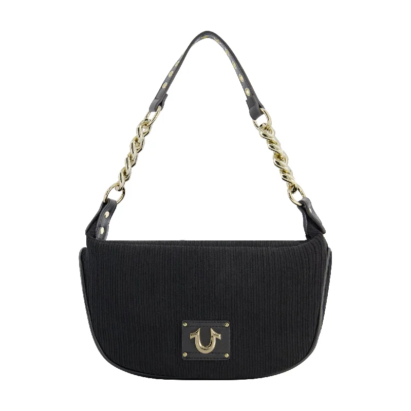 Shoulder Bag with Chain Strap in Silver for a Trendy AppearanceTrue Religion Corduroy chain Hobo