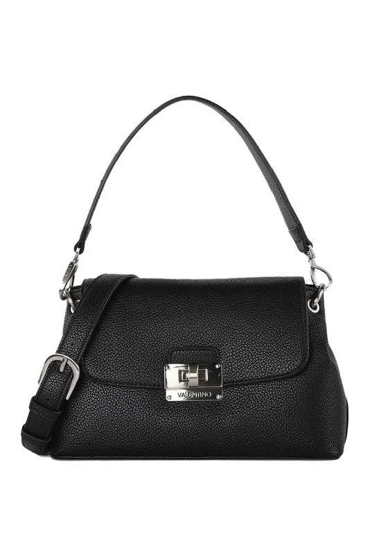 Leather Shoulder Bag with Magnetic Closure in Black for Quick AccessValentino Handbags Branca Small Shoulder Bag, Black