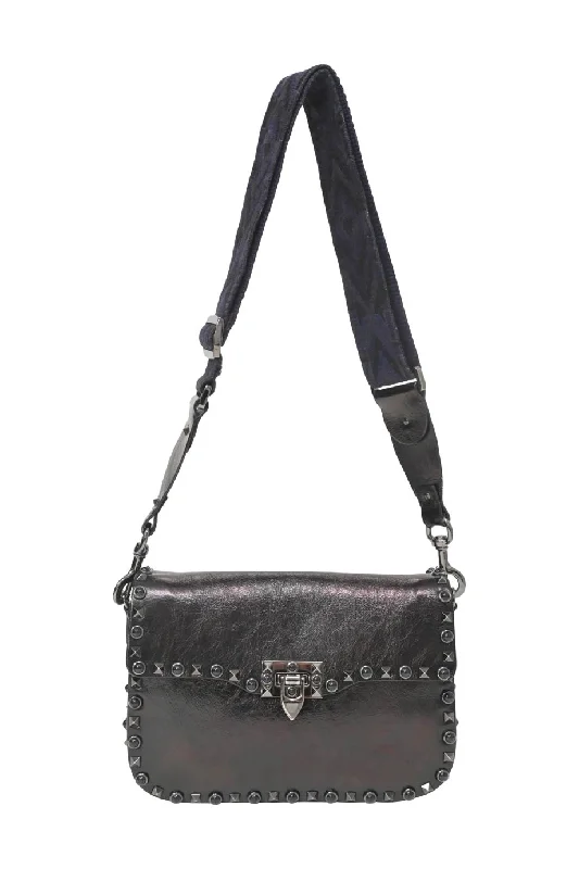 Crossbody Shoulder Bag in Black Leather with Gold Hardware for Night Outs[WB6824] Valentino Garavani | Cross-Body Bag