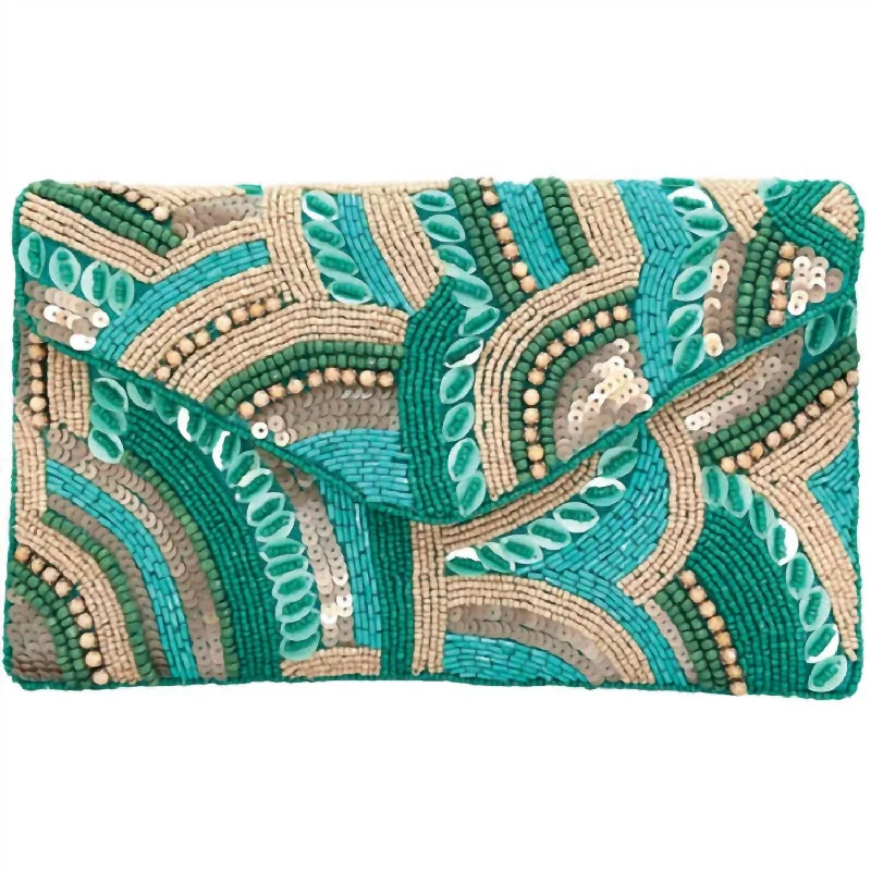 Quilted Leather Evening Bag in Gray for Sophisticated EventsWomen's Daydream Clutch In Green Multi