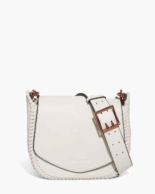 Women's Crossbody Bag with Magnetic Closure in White for Quick AccessAll For Love Saddle Crossbody