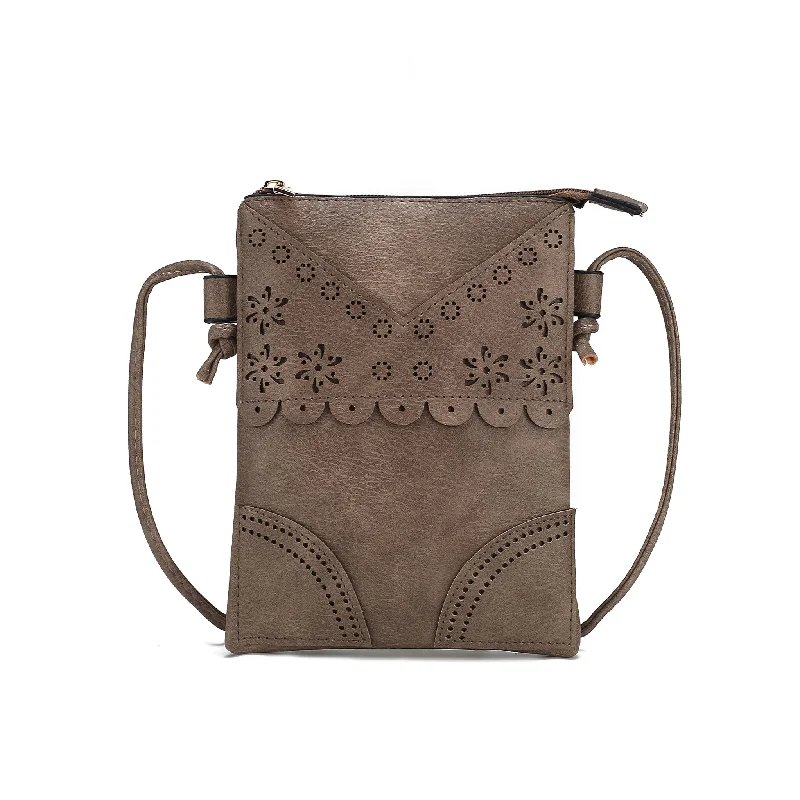 Medium - sized Canvas Crossbody Bag in Beige with Floral Print for Spring OutingsAmentia Crossbody Bag