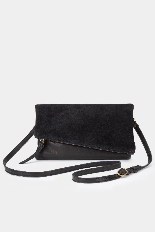 Women's Small Leather Crossbody Bag in Black with Gold Hardware for Evening PartiesCleo Crossbody & Clutch