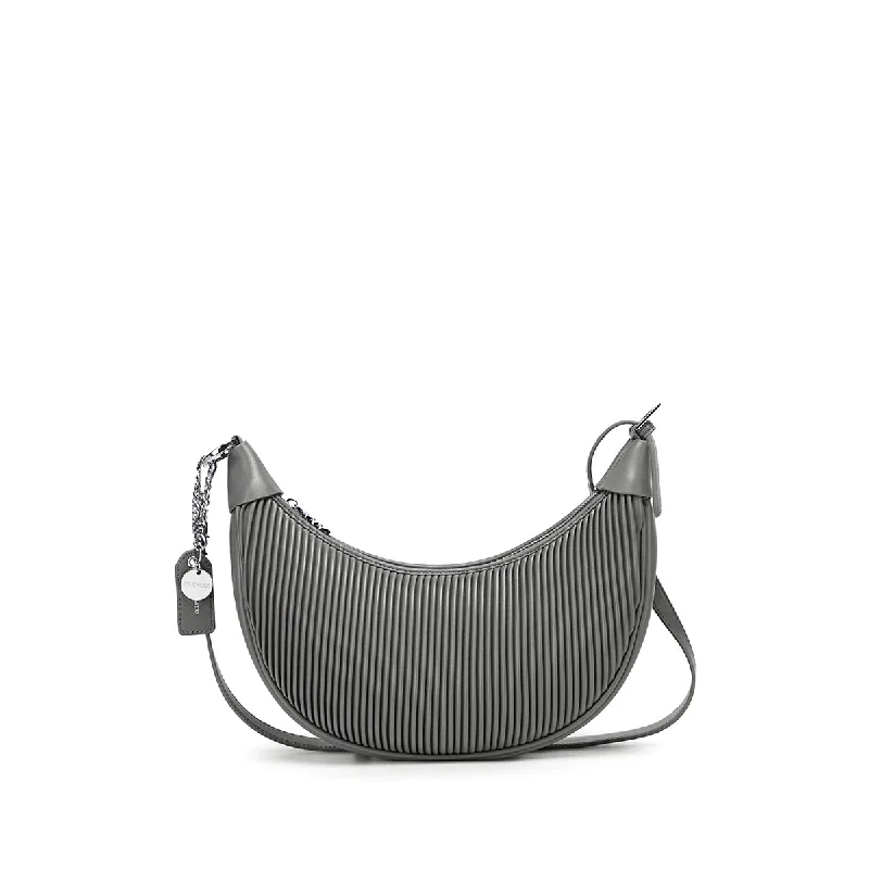 Women's Crossbody Bag with Multiple Compartments in Gray for Organized Daily UseCrescent Crossbody Bag