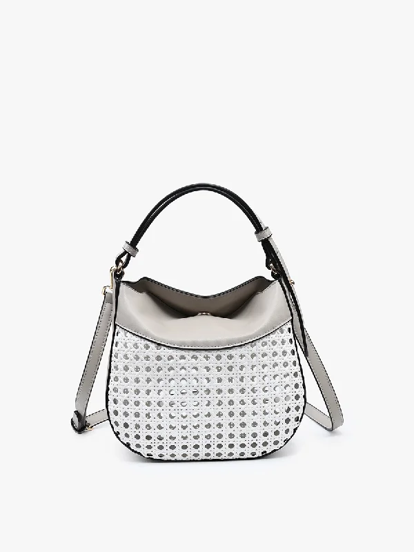 Quilted Leather Crossbody Bag in Cream for a Classic and Elegant AppearanceEvans Vegan Rattan Crossbody