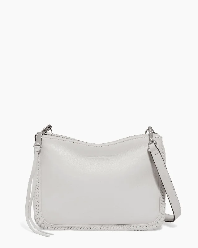 Women's Crossbody Bag with Magnetic Closure in White for Quick AccessFamous Double Top Zip Crossbody