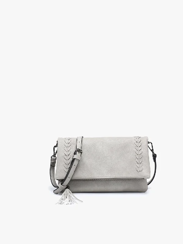 Women's Crossbody Bag with Multiple Compartments in Gray for Organized Daily UseIsadora Vegan Dist Whipstitch Crossbody