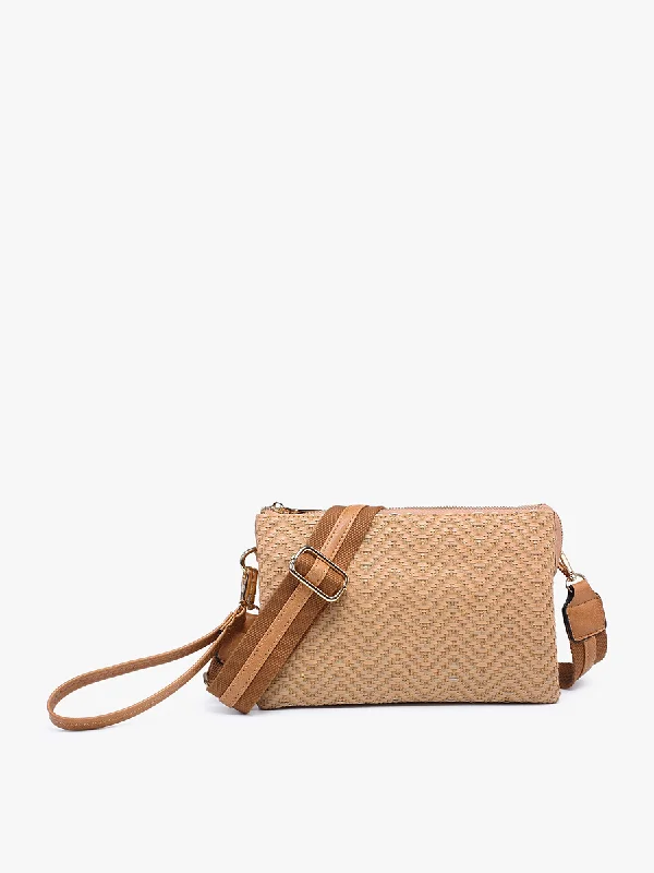 Medium - sized Canvas Crossbody Bag in Beige with Floral Print for Spring OutingsIzzy Vegan Woven Diag Crossbody