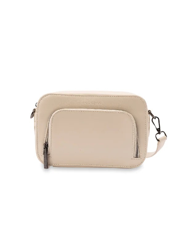 Women's Crossbody Bag with Magnetic Closure in White for Quick AccessMocha Elliot Boxy Crossbody- Cream