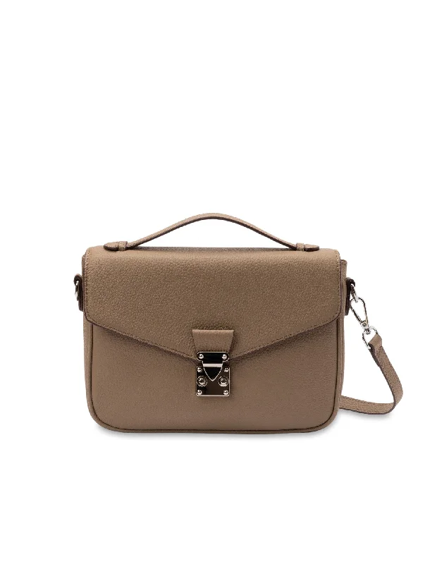 Women's Crossbody Bag with Zippered Pocket on the Back in Red for SecurityMocha Teagan Leather Crossbody Bag- Taupe