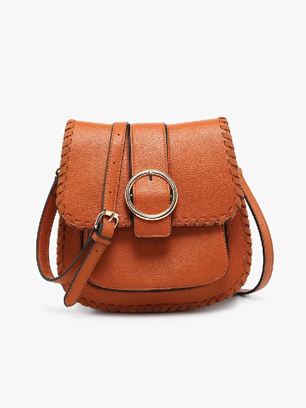 Women's Crossbody Bag with Adjustable Strap in Orange for Customizable ComfortSandra Vegan Buckle Crossbody